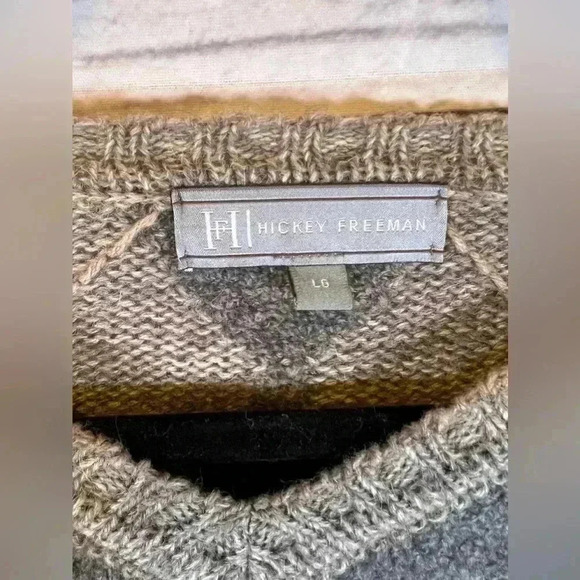 Hickey Freeman Wool Alpaca Argyle Vneck Sweater Lg - Picture 4 of 5